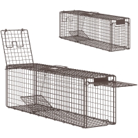 Outsunny Armadilha Animais Vivos 100x24x30 cm Armadilha para Animais Pequenos com 2 Portas e Estrutura de Aço para Interior e Exterior Marrom