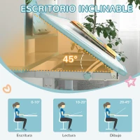 ZONEKIZ Escritorio Infantil Altura Ajustable con 1 Cajón 1 Estante y Ángulo de Mesa Ajustable 80x54,5x82-104 cm Azul y Blanco(m-7)