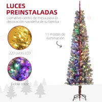 HOMCOM Árbol de Navidad Artificial 225 cm con 220 Luces LED de Dos Colores 519 Ramas y Soporte de Acero Árbol Navideño Verde(m-4)