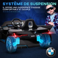 HOMCOM Voiture électrique pour enfants licence BMW I4 12V avec télécommande MP3 Musique Lumières et Ceinture 115x67x45 cm Noir(m-7)