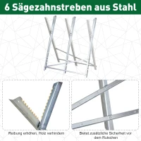 DURHAND Kettensägebock Sägebock zusammenklappbar Sägegestell für Brennholz Silber Metall 83 x 83 x 79 cm(m-6)