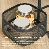 HOMCOM Carrello Portavivande con 4 Cestelli, Piano d'Appoggio e Ruote, in Acciaio e PP, 33x33x77 cm(m-6)