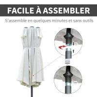 Outsunny Parasol de jardin exterieur parasol double rectangulaire 4,6L x 2,7l x 2,4H m avec ouverture fermeture manivelle, sacs de lestage et base inclus, pour balcon, piscine, beige(m-6)