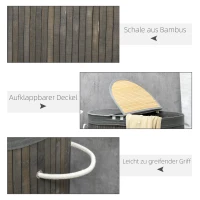 HOMCOM 100 L Wäschekorb mit Deckel, Griff, 2 Abschnitte, herausnehmbarer Wäschesack, für Schlafzimmer, Badezimmer, Bambus, Grau(m-7)