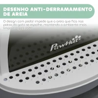 PawHut Caixa de Areia para Gatos Fechada com Tampa e Bandeja Amovíveis Filtro de Carvão e Pá 40,5x52x39 cm Branco e Cinza(m-7)