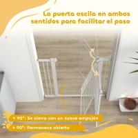 PawHut Puerta para Perros con Ancho Ajustable 76-104 cm Barrera de Seguridad con 2 Extensiones y Doble Bloqueo Blanco(m-8)