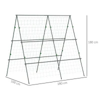 Outsunny Soporte para Plantas Trepadoras de Jardín Triangular con Estructura de Acero para Frutas Verduras 180x100x180 cm Verde(m-3)