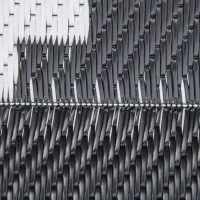 Outsunny Tappeto Esterno per Balcone e Terrazza Reversibile con Fantasia Geometrica, 2.74x1.82 m, Nero e Bianco(m-8)