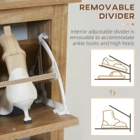 HOMCOM Shoe Cabinet Shoe Shelf Shoe Cabinet 3 Folding Doors with Rattan Cane Effect - Natural Wood(m-6)