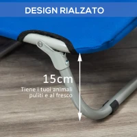 PawHut Brandina per Cani Taglia Piccola Pieghevole per Interno ed Esterno, Lettino per Cani Rialzato, in Acciaio e Tessuto Oxford, 71x58x20 cm, Blu(m-4)