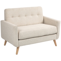 HOMCOM Sofá de 2 Plazas Moderno con Reposabrazos y Patas de Madera Carga 240 kg para Dormitorio Oficina 114x71x82 cm Beige