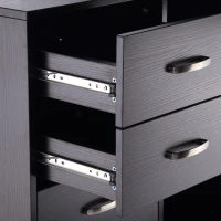 HOMCOM Bureau d'angle bureau droit modulable table de salle à manger 2 en 1 bureau informatique tiroirs x 3 + 2 niches MDF noir(m-7)