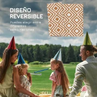 Outsunny Alfombra Exterior Reversible 182x274 cm de Plástico Impermeable para Terraza Patio Camping Playa Rojo y Blanco(m-6)