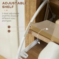 HOMCOM Shoe Cabinet Shoe Shelf Shoe Cabinet 3 Folding Doors with Rattan Cane Effect - Natural Wood(m-5)