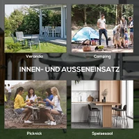 Outsunny Składany stolik pomocniczy, zewnętrzny składany stolik z blatem z hartowanego szkła, do tarasu, 45 x 45 x 50 cm, Biały(m-6)