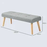 HOMCOM Polsterbank, Leinenoptik, Massivholzbeine, bis 120 kg, 120x41x43 cm, Grau(m-3)