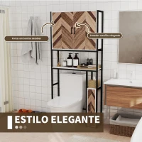 HOMCOM Móvel sobre Sanita Armário para Casa de Banho com 3 Portas 2 Prateleiras Ajustáveis e Compartimento Aberto 79,5x23x178 cm Multicor(m-6)