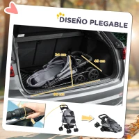 PawHut Carrito para Perros Pequeños con Ruedas Universales Cesta de Almacenaje Correas de Seguridad y Ventanas 67x45x96 cm Gris(m-5)