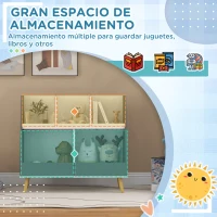 HOMCOM Organizador Infantil con 5 Compartimentos Abiertos en 2 Alturas y Patas de Madera de Pino 80x34x72,5 cm Gris y Blanco(m-4)