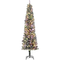 HOMCOM Árbol de Navidad Artificial 225 cm con 220 Luces LED de Dos Colores 519 Ramas y Soporte de Acero Árbol Navideño Verde(m-10)