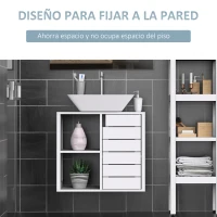 kleankin Mueble Bajo de Lavabo para Baño Suspendido Compacto con 2 Estantes Abiertos y Zona Cerrada 60x30x54 cm Blanco(m-6)