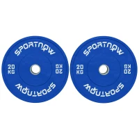 SPORTNOW Set 2 Discuri Greutăți 2x20 kg din Cauciuc cu Orificiu de 5 cm pentru Gantere și Grijuri, Ø45x8 cm, Albastru(m-1)