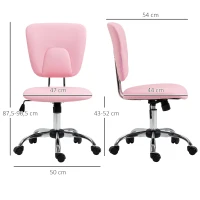 Vinsetto Silla de Oficina Giratoria con Altura Ajustable y Función Basculante para Escritorio Estudio 50x54x87,5-96,5 cm Rosa(m-3)