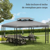 Outsunny Toldo de Recambio 4x3 m con Techo Doble Orificios de Drenaje y Protección UV Solo Toldo NO Incluye Marco Gris Claro(m-7)