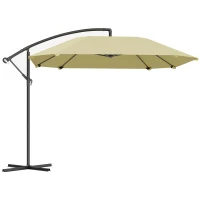 Outsunny Cantilever Parasol Alu Ø 260 cm, Waterdichte Slingerparasol met Standaard, Kruk, Beige(m-10)
