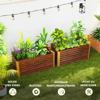 Outsunny Hochbeet 2er-Set, Pflanzkasten, extra tief, Metall, 120 x 60 x 60 cm Braun(m-7)