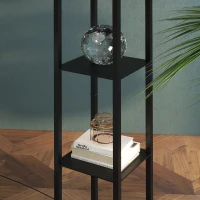 HOMCOM vloerlamp met planken binnenverlichting staande lamp E27 tot 40 W voor woon-/slaapkamer hout zwart 26 x 26 x 160 cm(m-9)