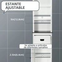 kleankin Columna de Baño con 3 Estantes de Almacenaje Puerta y Cajón para Ducha Aseo Dormitorio 40x30x160 cm Blanco(m-5)