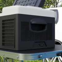 Outsunny Nevera de Coche 16L -20℃-10℃ 12 / 24V DC y 100-240V CA con Modos ECO/MAX para Camping Viajes 60x32x26 cm Negro y Gris(m-9)