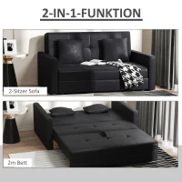 HOMCOM Schlafsofa, 2er-Sofa, mit verstecktem Stauraum, Pollycotton, Dunkelgrau(m-4)