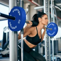 SPORTNOW Set 2 Discuri Greutăți 2x20 kg din Cauciuc cu Orificiu de 5 cm pentru Gantere și Grijuri, Ø45x8 cm, Albastru(m-2)