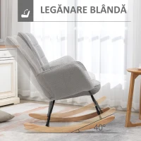 HOMCOM Fotoliu Balansoar de Interior Tapițat, Fotoliu Balansoar Relaxant din Blană cu Brațe, 71x98x101 cm, Gri Deshis(m-4)