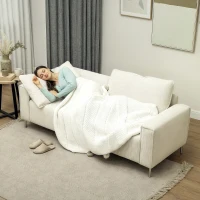 HOMCOM Modernes 3-Sitzer-Sofa, Weiche Couch mit Rückenkissen, Polstersofa für Wohnzimmer, Schlafzimmer, Homeoffice, Cremeweiß(m-7)