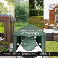 Outsunny Garaje Exterior para Coche 6x3 m Impermeable Anti-UV con Paredes Laterales Desmontables y 2 Puertas con Cremallera Verde(m-4)