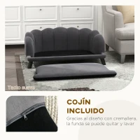 PawHut Sofá para Perros Medianos Sofá Cama para Mascotas Tapizado en Terciopelo con Patas de Madera 98,5x60,5x35,5 cm Gris(m-7)
