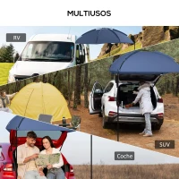 Outsunny Toldo para Coche con Altura Ajustable y Bolsa de Transporte Impermeable Anti-UV 290x278x230-260 cm Azul Oscuro(m-4)