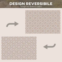 Outsunny Tappeto Esterno per Balcone e Terrazza Reversibile con Fantasia Geometrica, 2.74x1.82 m, Caffè e Bianco(m-7)