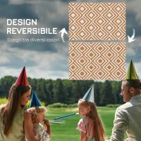 Outsunny Tappeto Esterno per Balcone e Terrazza Reversibile con Fantasia Geometrica, 182x274 cm, Marrone e Bianco(m-7)