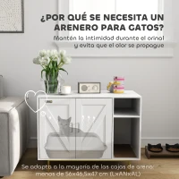 PawHut Mueble Arenero Caja de Arena para Gatos con Almohadilla para Rascar y Compartimento de Almacenaje 80x50x61 cm Blanco(m-5)