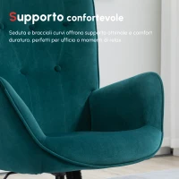 HOMCOM Poltrona per Ufficio e Salotto in Velluto, Girevole con Braccioli e Altezza Regolabile, Blu(m-4)