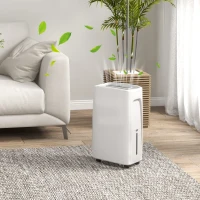 HOMCOM Deshumidificador Eléctrico 12L/Días Silencioso con 4 Modos 2 Velocidades 29x18x49 cm Blanco(m-2)