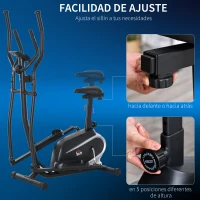 HOMCOM Bicicleta Elíptica con Resistencia Magnética Ajustable de 8 Niveles Bicicleta de Fitness con Sillín Regulable Pantalla LCD Pulsómetro y Soporte para Móvil para Casa Gimnasia 103x62x151 cm Negro(m-6)