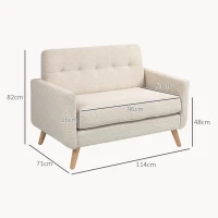 HOMCOM Sofá de 2 Plazas Moderno con Reposabrazos y Patas de Madera Carga 240 kg para Dormitorio Oficina 114x71x82 cm Beige(m-3)