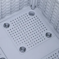 Outsunny Juego de 2 Jardineras de Exterior Cuadradas Imitación a Mimbre Combinación Libre para Jardín Patio 40x40x26/44 cm Gris(m-9)