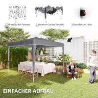 Outsunny 3 x 3 m Pop-up-Pavillon mit Tragetasche, UPF50+ höhenverstellbares Gartenzelt, Hellgrau(m-6)