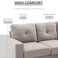 HOMCOM Linen Fabric L Shape Scandinavian Design Corner Sofa 193 cm for Living Room Apartment Small Space Light Gray(m-4)
